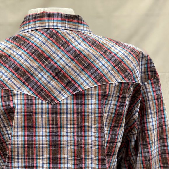 Vintage Wrangler Pearl Snap Short Sleeve Mens L - Picture 4 of 10